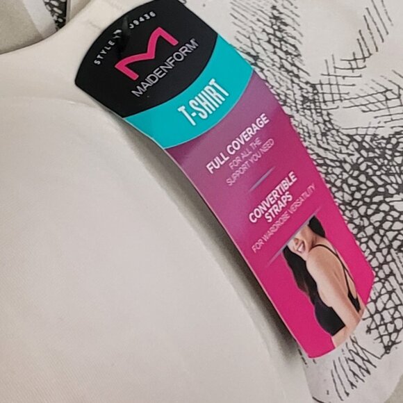 Maidenform White Padded Underwire T-Shirt Bra w/Convertible Straps 36D NWT - Picture 3 of 6